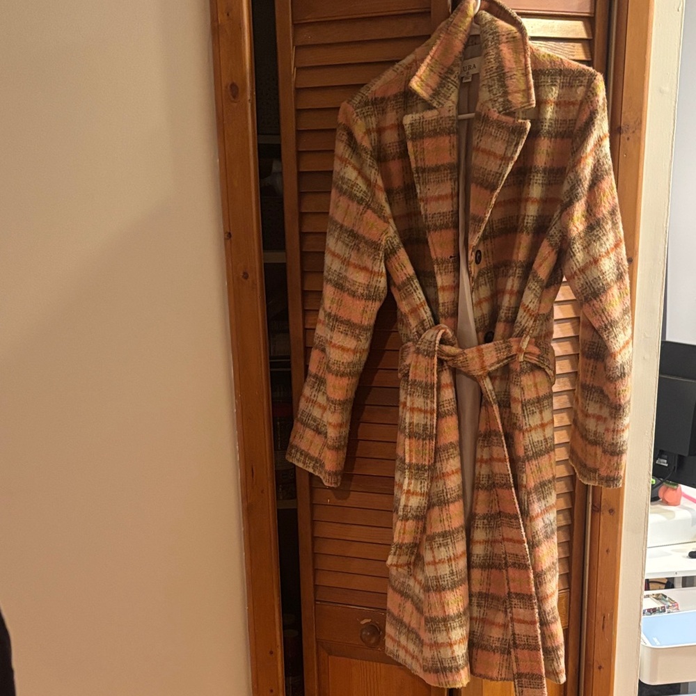 Aura Multicolor Plaid Pea Coat